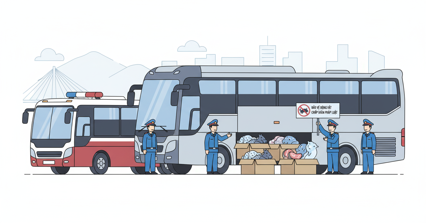 야생 동물 운반 차량 적발, 멧돼지와 족제비 포함