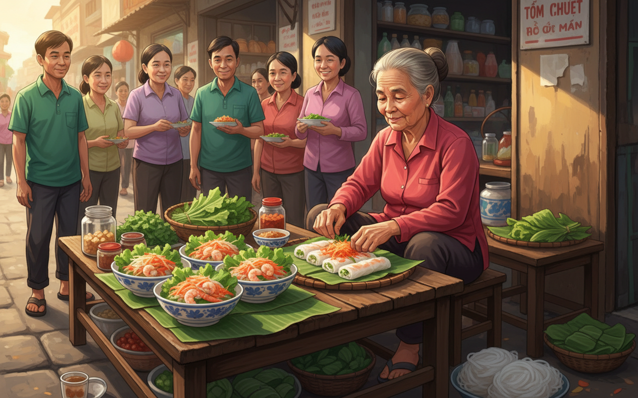 55년 전통의 궁중식 쌀국수, 후에 도로변에서 판매 중