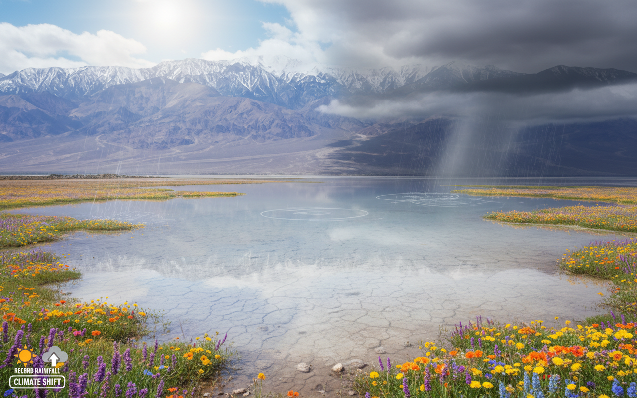 빙하기의 호수가 다시 나타난 죽음의 계곡