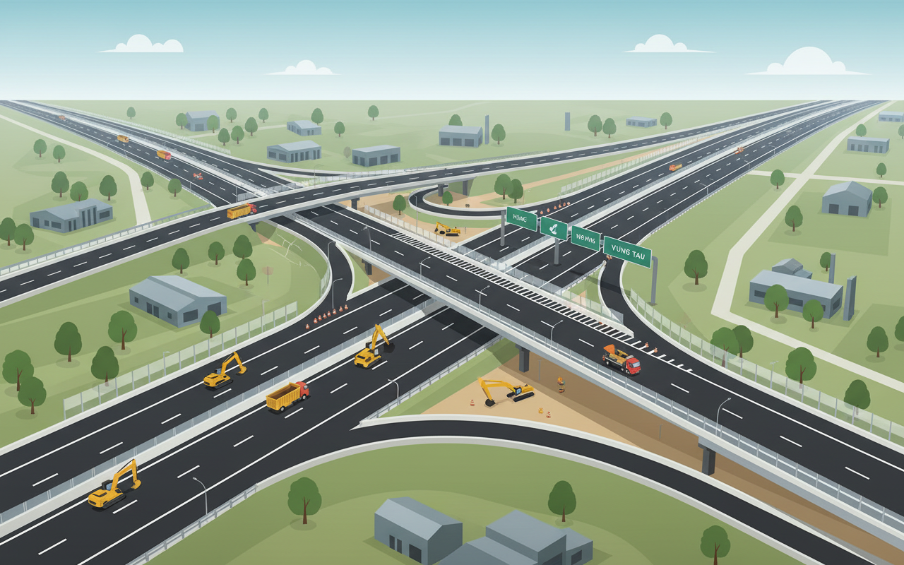 호치민시 중심부에서 붕따우까지의 시간을 절반으로 줄여주는 고속도로의 모습