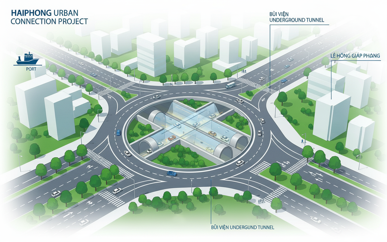 하이퐁, 교통 정체 해소를 위한 세 개의 지하차도 건설