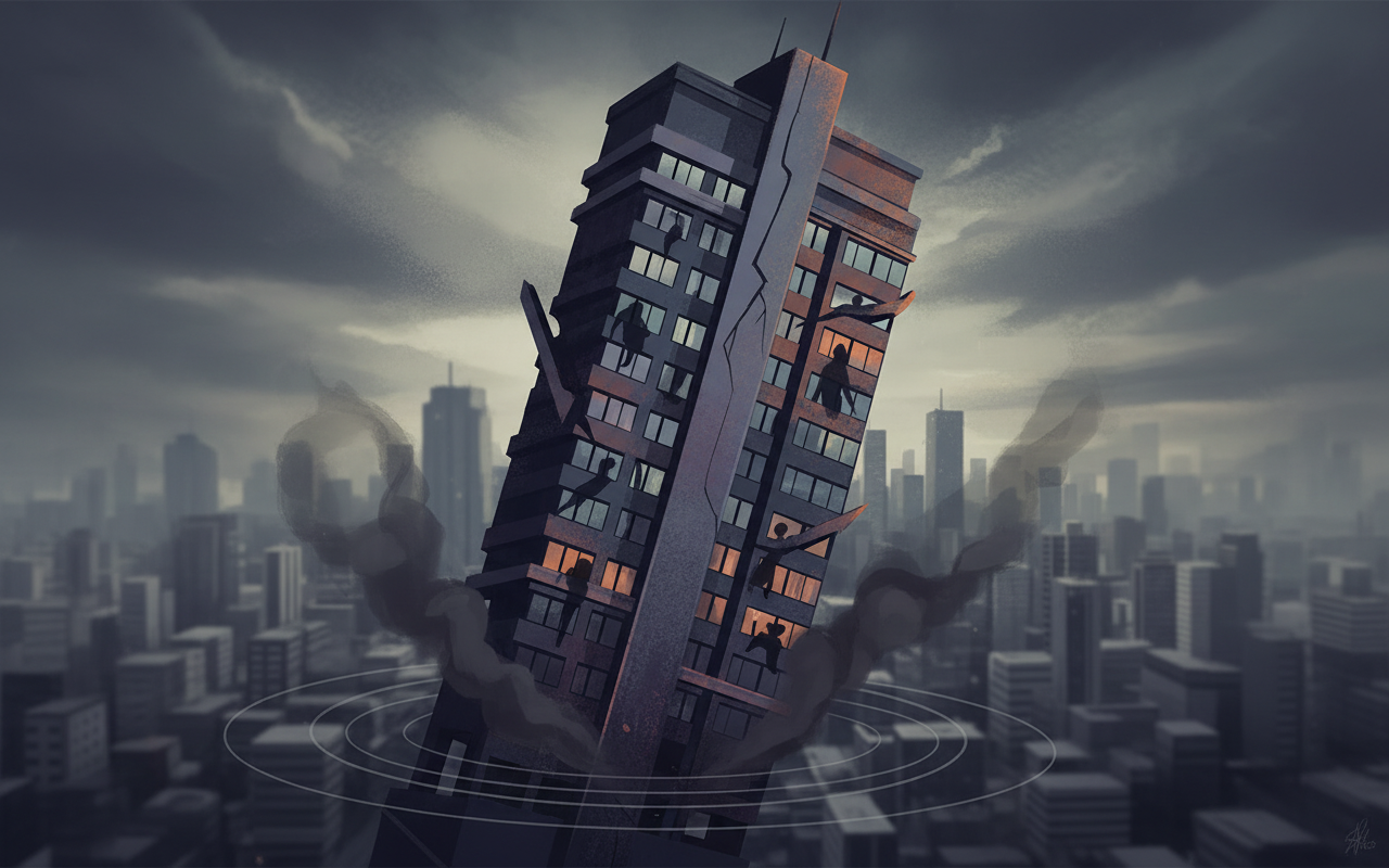 카메라가 포착한 남편이 아내를 10층 발코니에서 던지는 장면