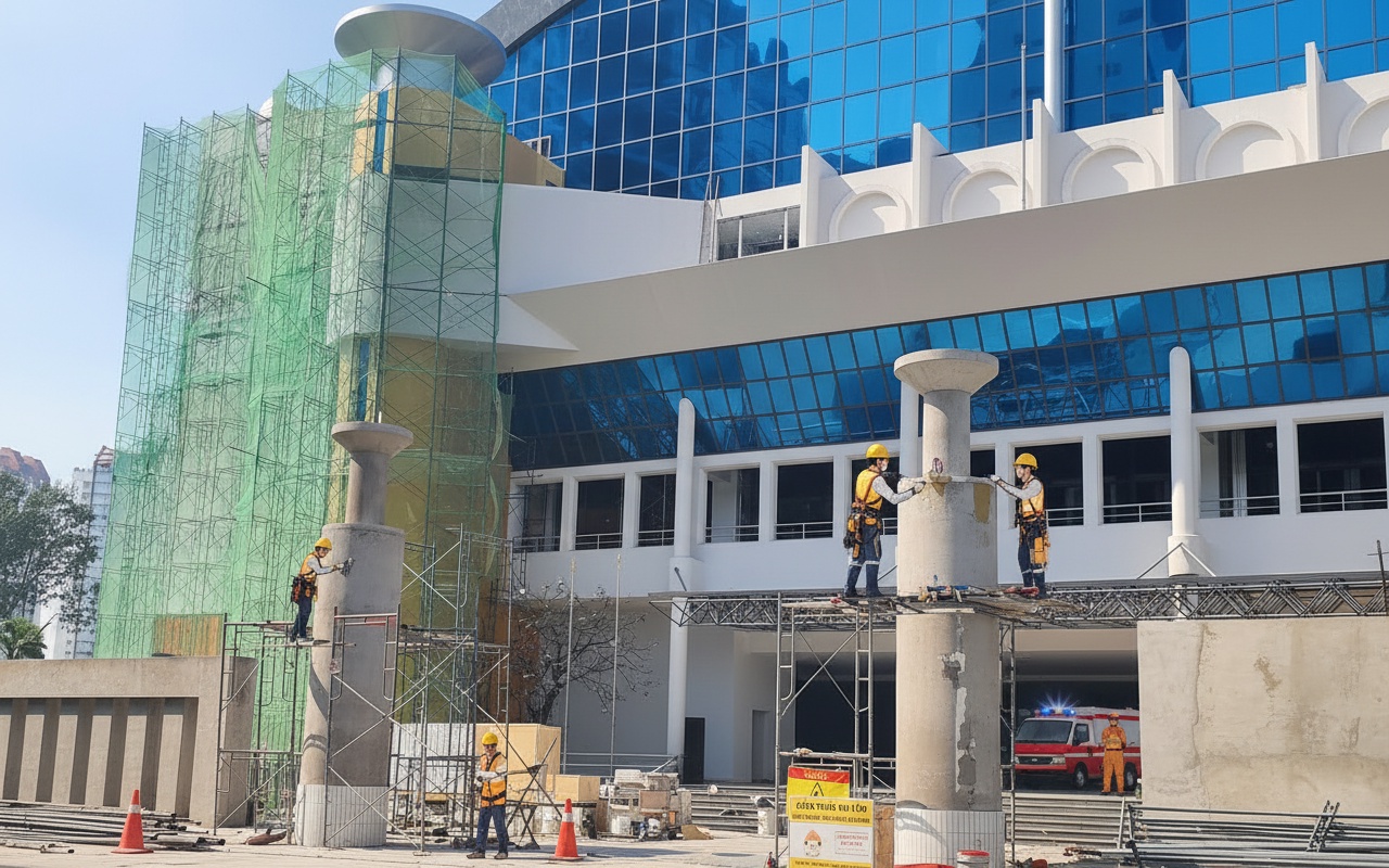 푸떠 체육관에서 비계 붕괴, 한 명 사망