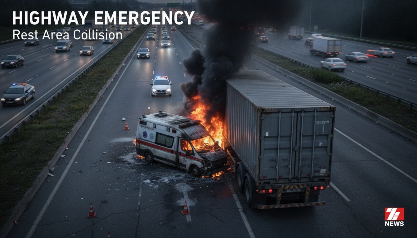 응급차, 호치민시 - 다우짜이 고속도로에서 컨테이너 트럭과 충돌, 3명 사망