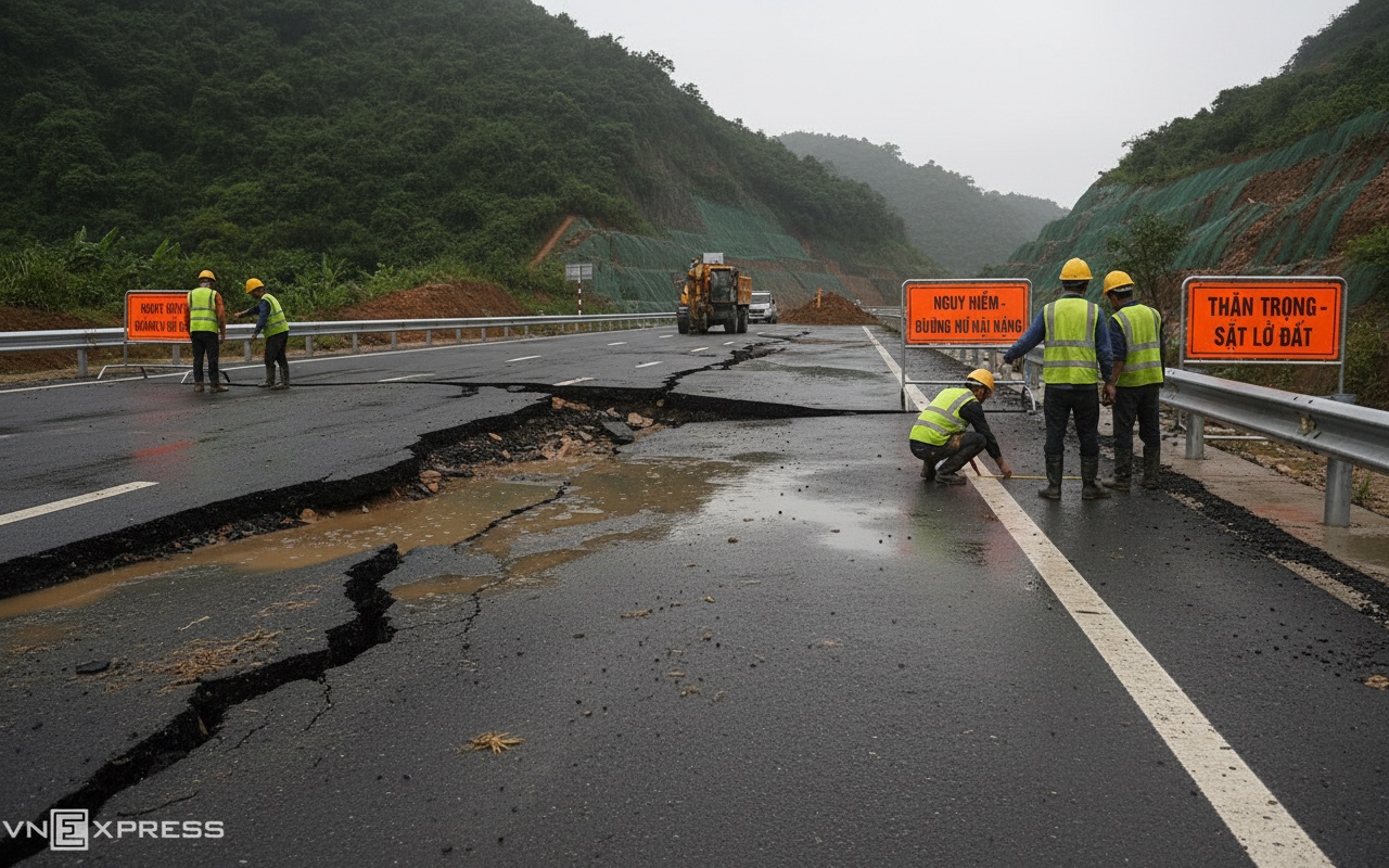 다크락을 지나가는 고속도로, 침하 및 균열 발생
