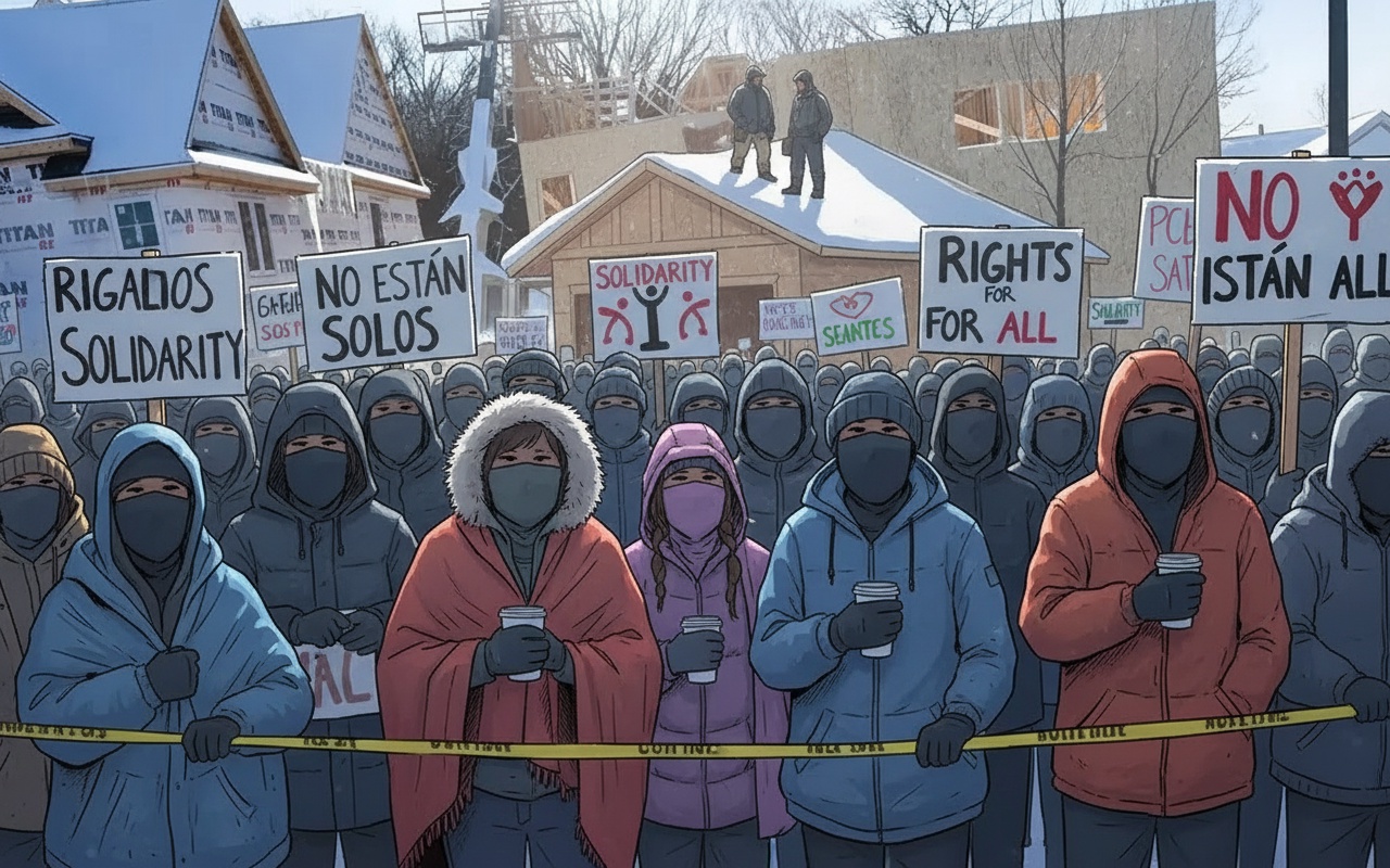 미네소타의 시위자들, ICE 요원과의 대치 속 추운 날씨에 맞서