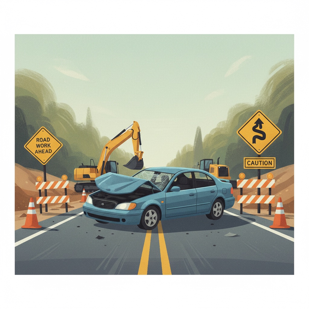 운전자가 졸음운전, 자동차가 중앙분리대를 들이받다