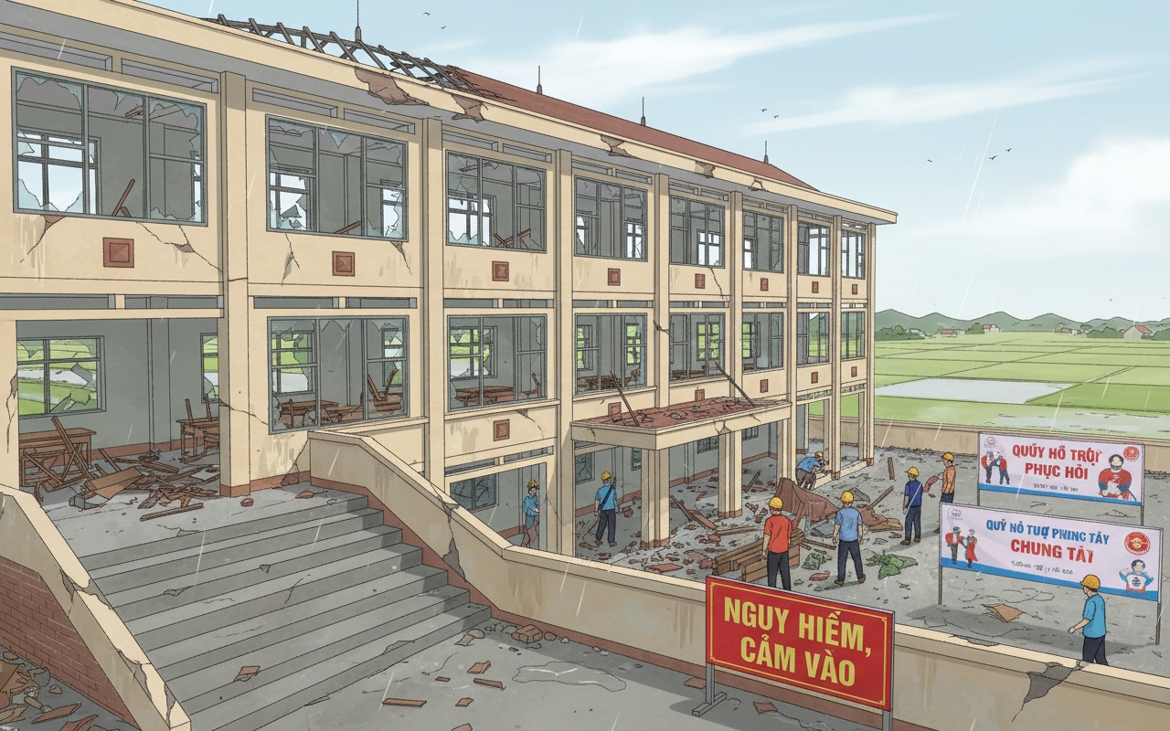 180억 동, 홍수 지역 학교 재건에 힘쓴다