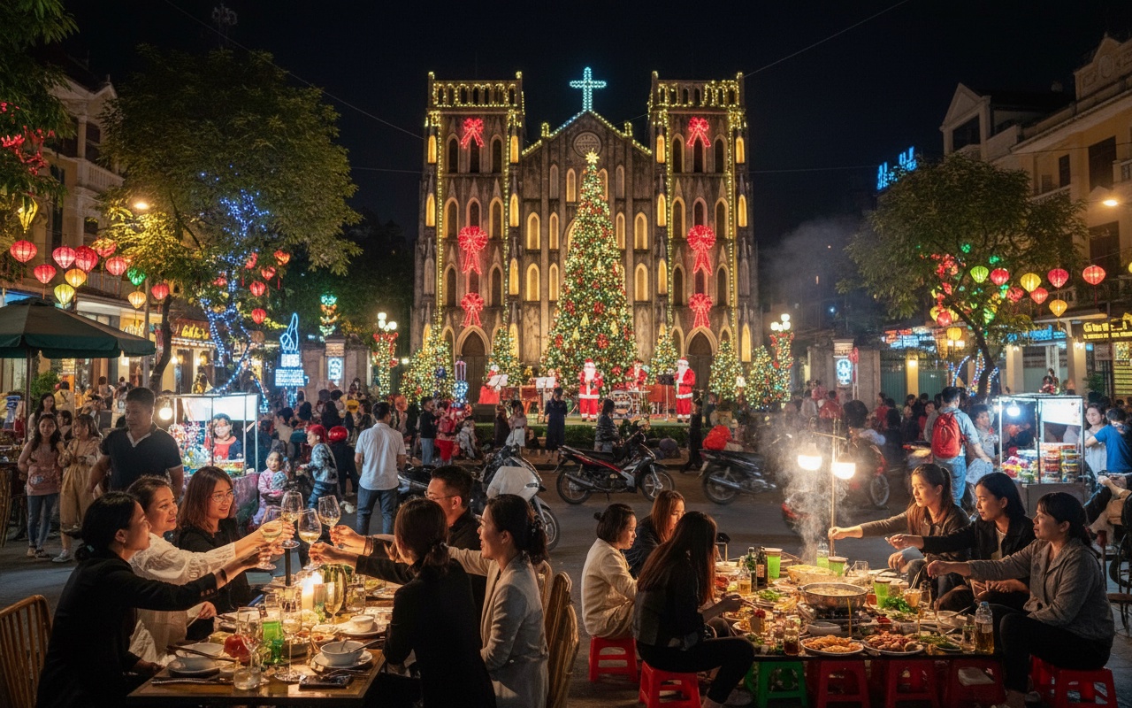 하노이에서 평범한 즐길 거리부터 고급 레스토랑까지 크리스마스 놀이터 선택하기