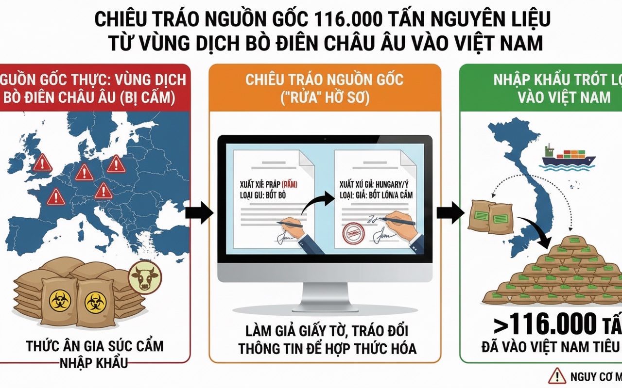 유럽 광우병 지역에서 116,000톤 원료의 출처를 속인 사건