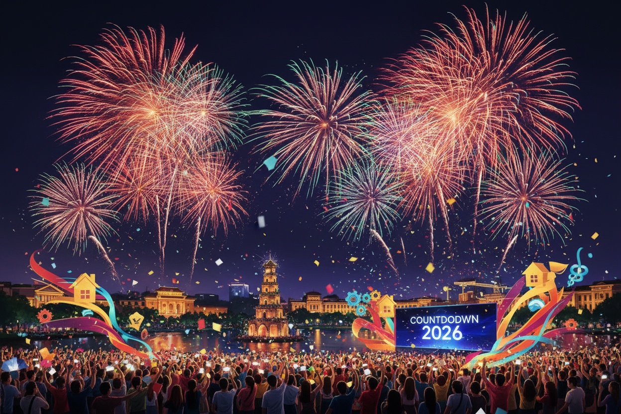 하노이, 신년 맞이 불꽃놀이 5곳에서 개최