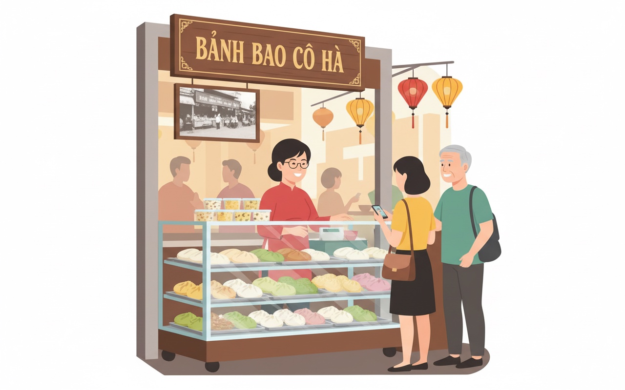 벤탄 시장에서 50년 이상 고객을 맞이한 찐빵 가게