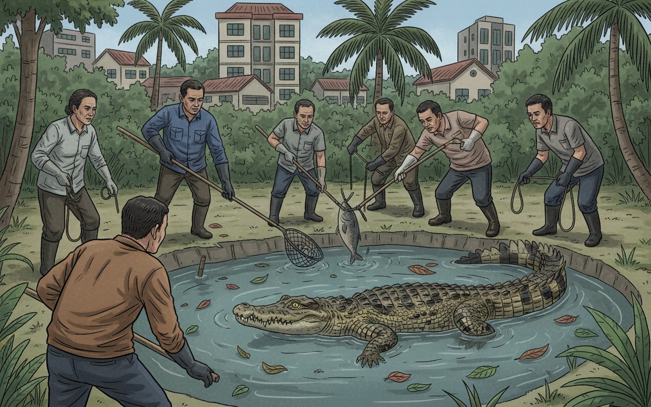 1미터 가까운 악어가 주민 집 근처에 나타남