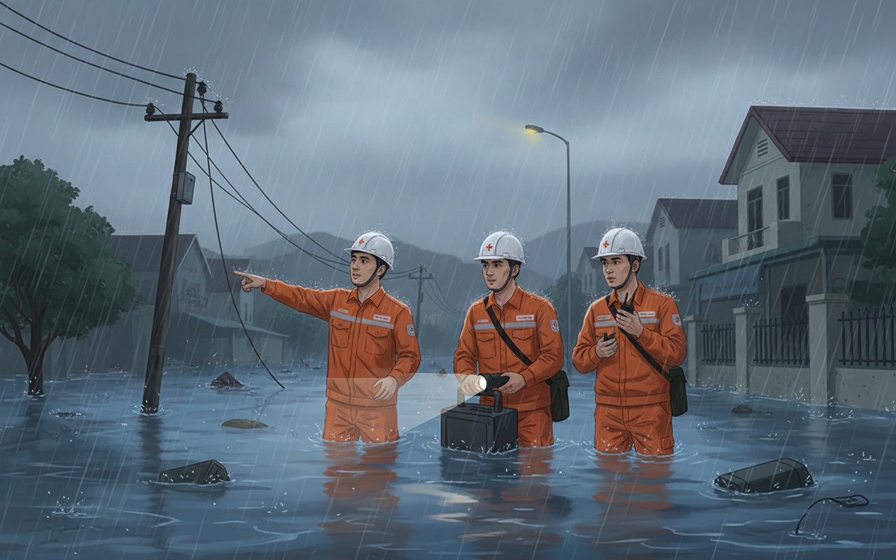 혹독한 날씨 속에서 전기를 안전하게 지키는 전기 기술자들