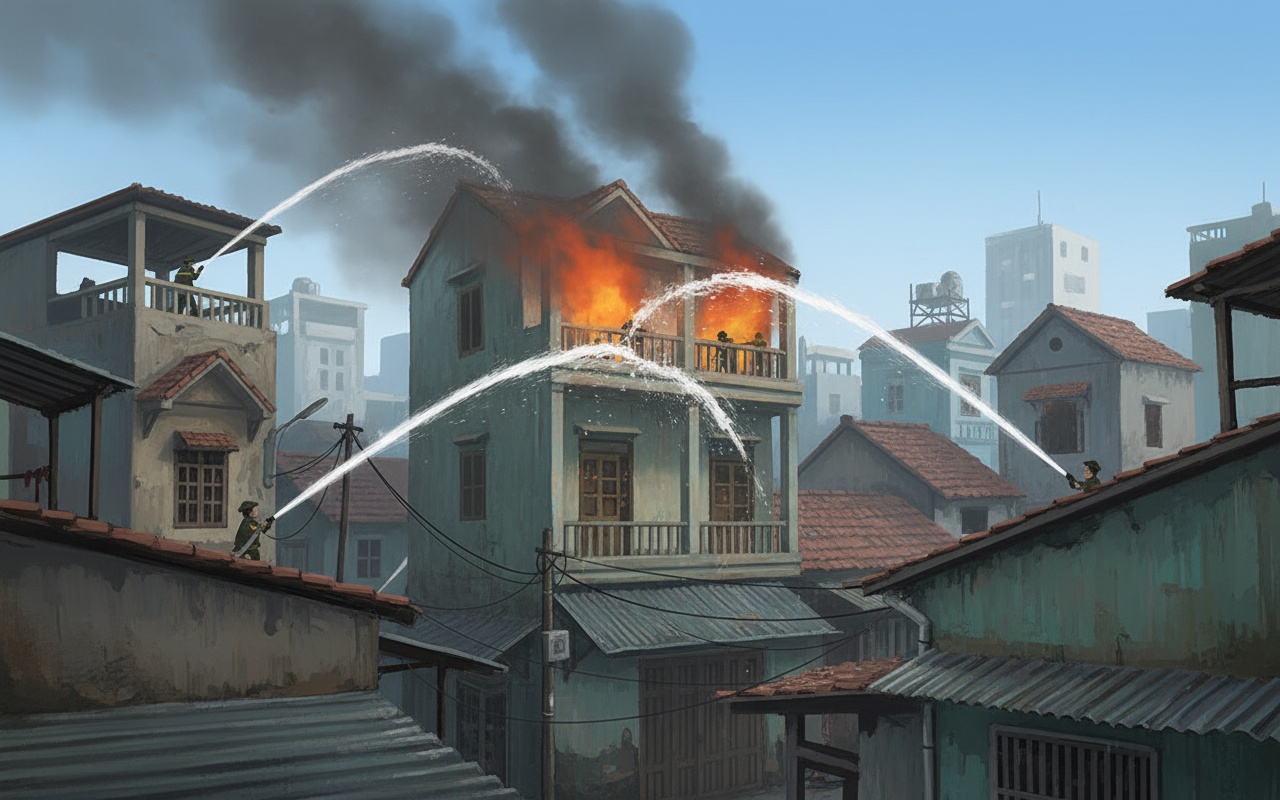 14대 소방차가 2시간 동안 집 화재 진압