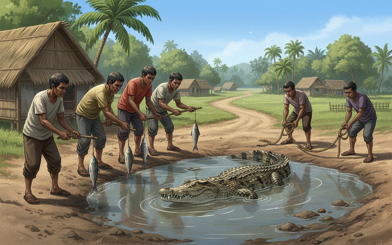 1미터 가까운 악어가 주택 근처에 나타났다