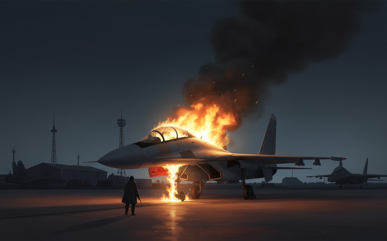 우크라이나, '러시아 Su-30 전투기 두 대에 방화' 영상 공개