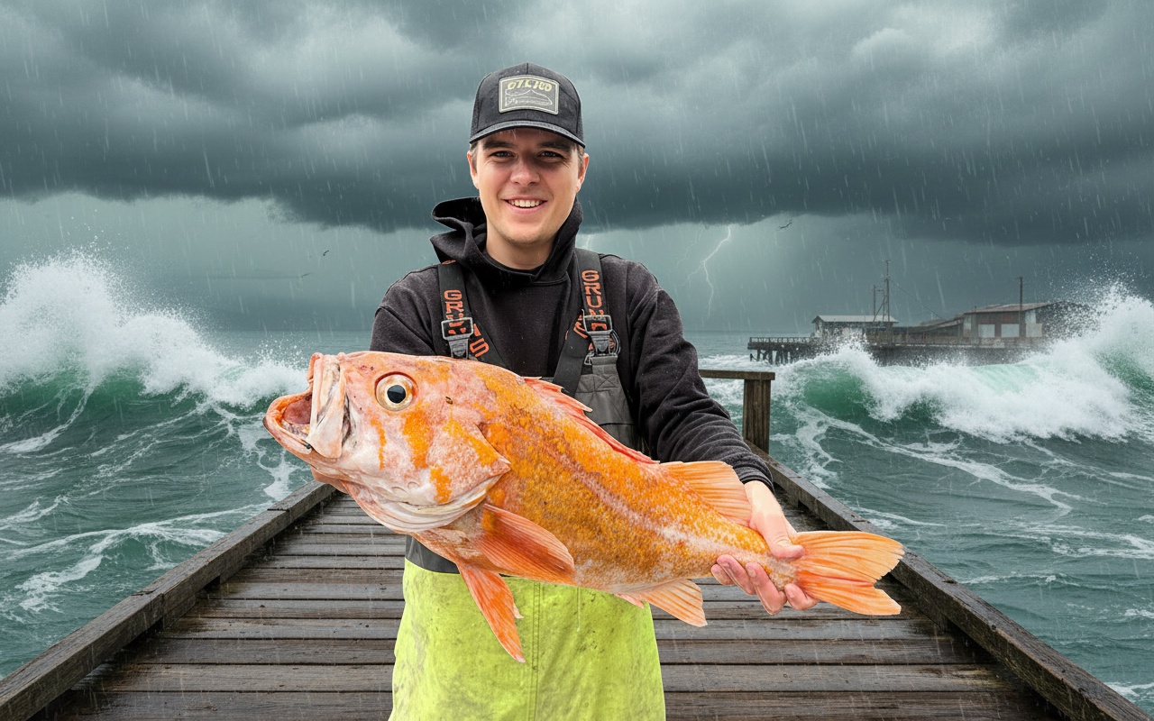 기록적인 무게의 오렌지 농어가 낚였다