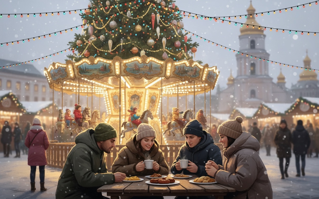 키예프, 전쟁 중 크리스마스의 현실을 '잠시 잊다'