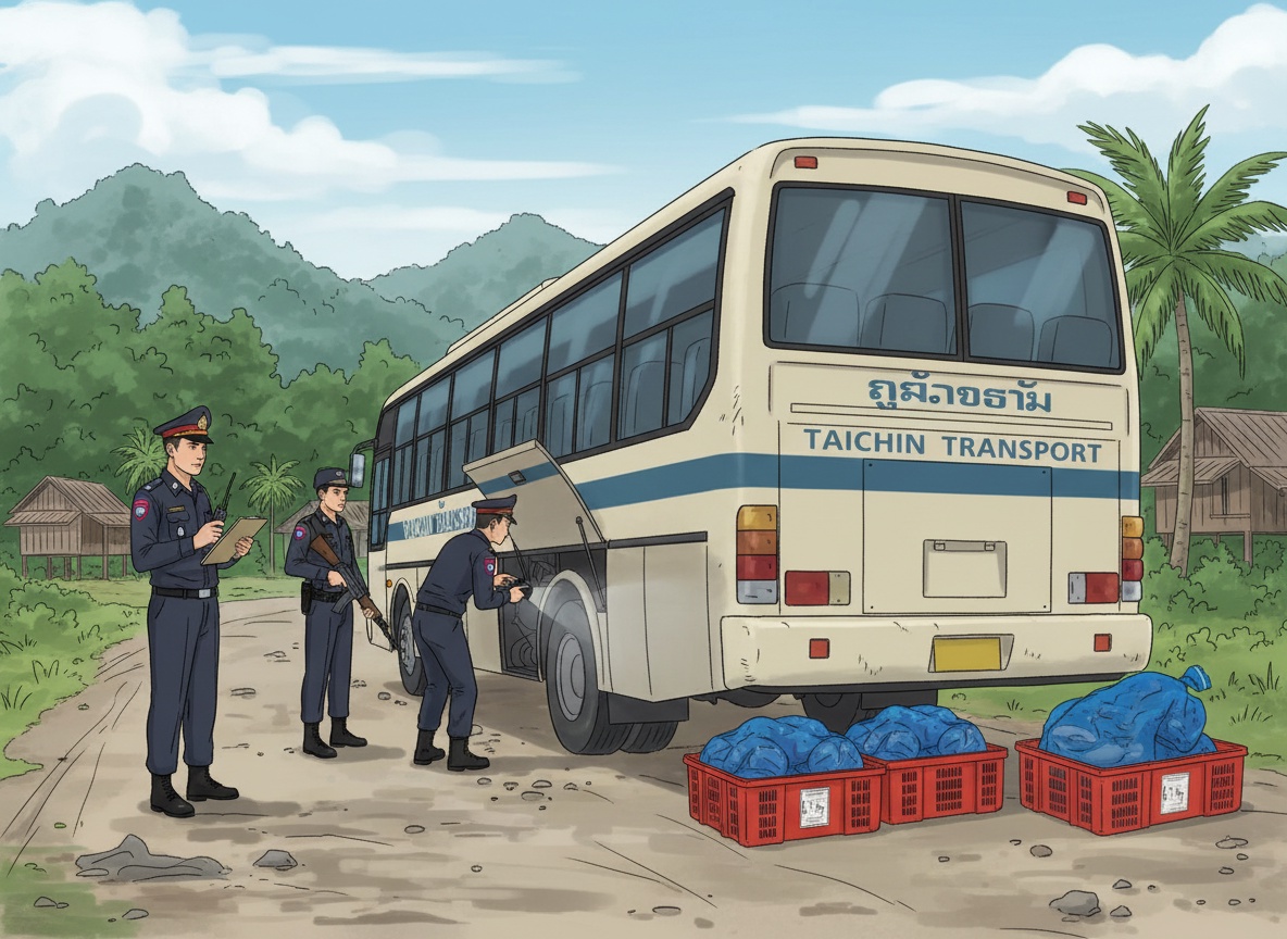 거의 1톤의 코브라가 버스에 실려