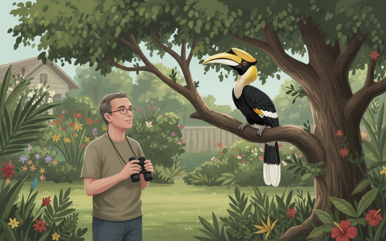 희귀한 홍황새가 호치민시 가정에 날아들다