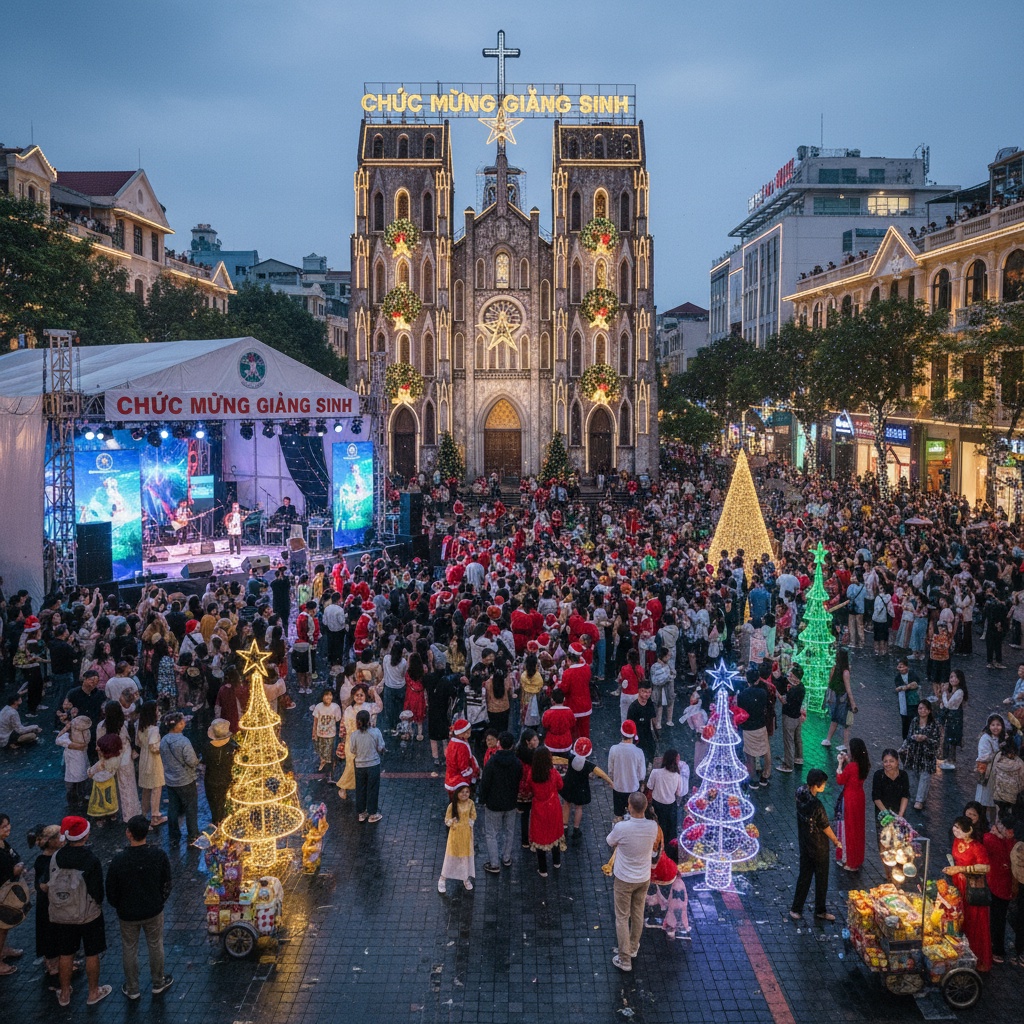 크리스마스를 맞이하는 인파