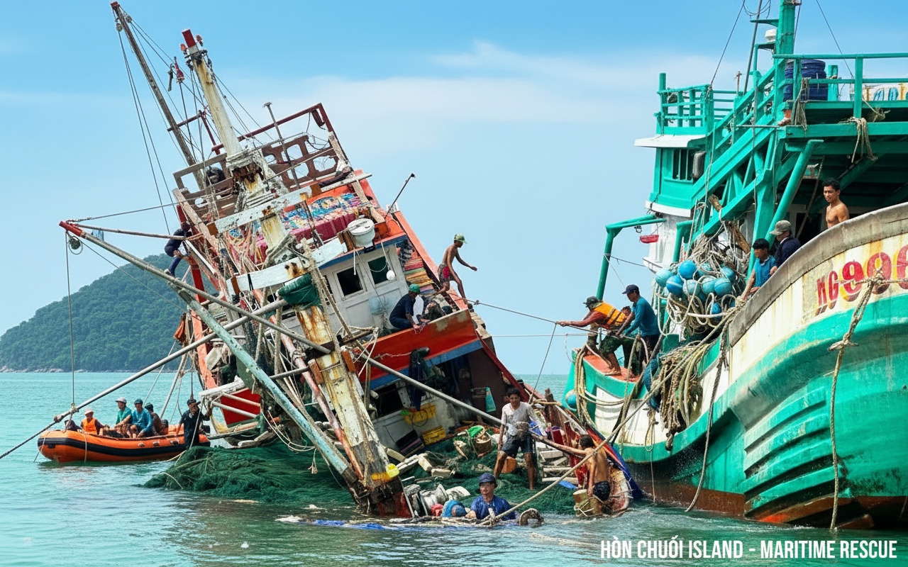 13명 승선한 어선, 바위에 부딪혀 하노이 인근에서 침몰