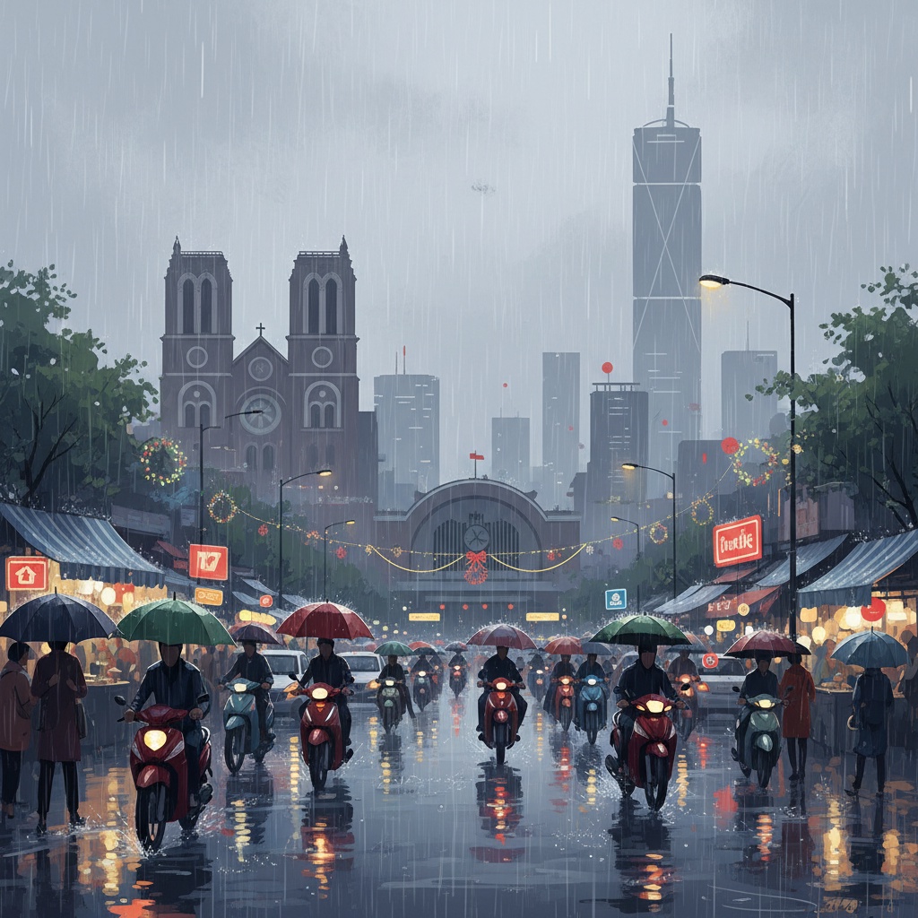 호치민시, 크리스마스에 큰 비가 내리다