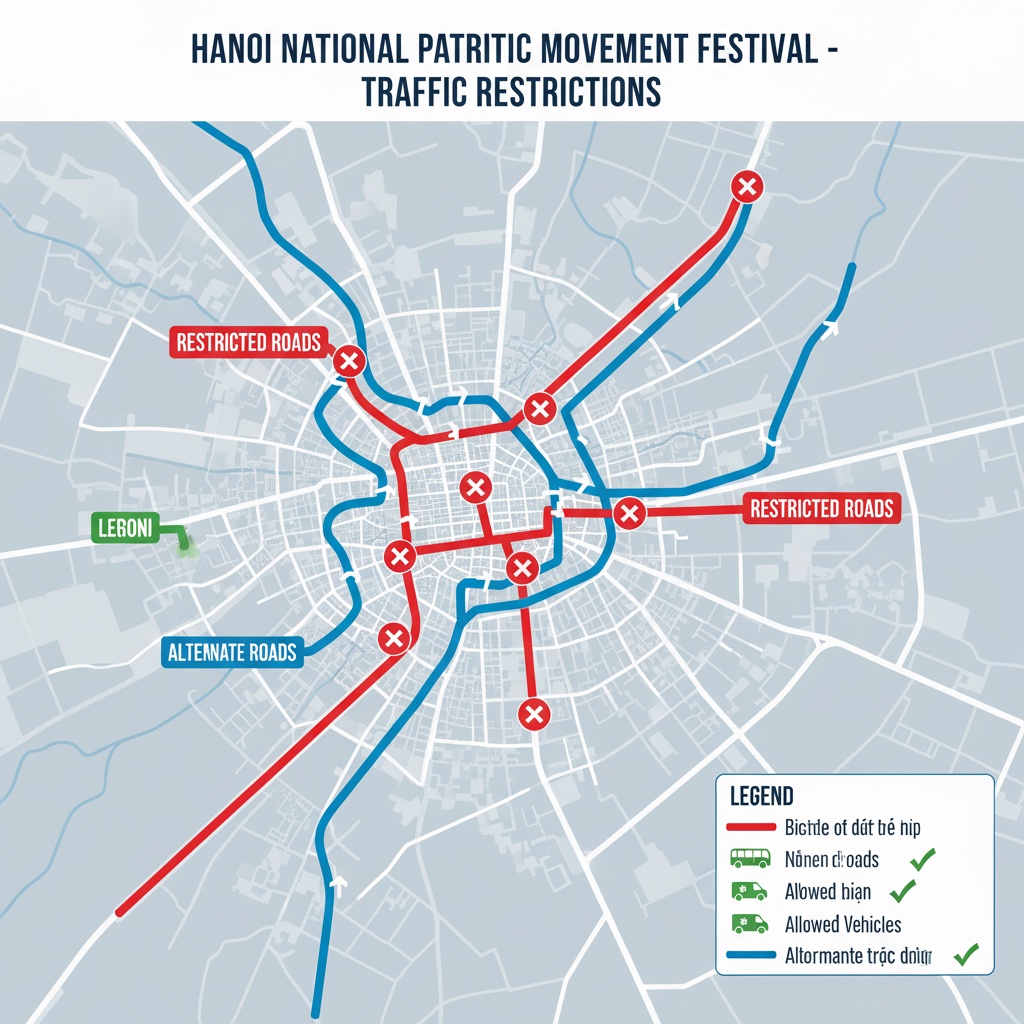 하노이, 이틀 동안 여러 도로 통행 금지