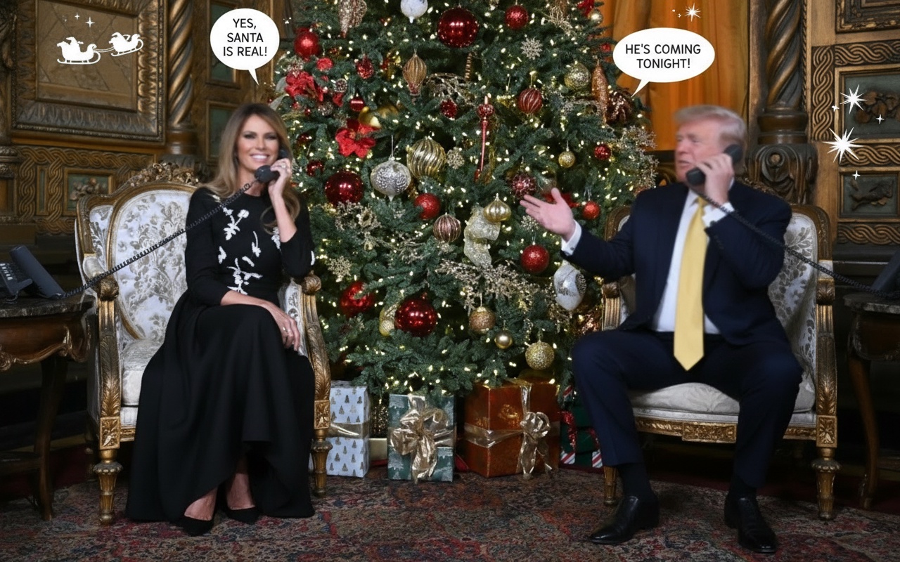 트럼프 대통령과 멜라니아 여사, 산타 클로스 추적 캠페인에 참여