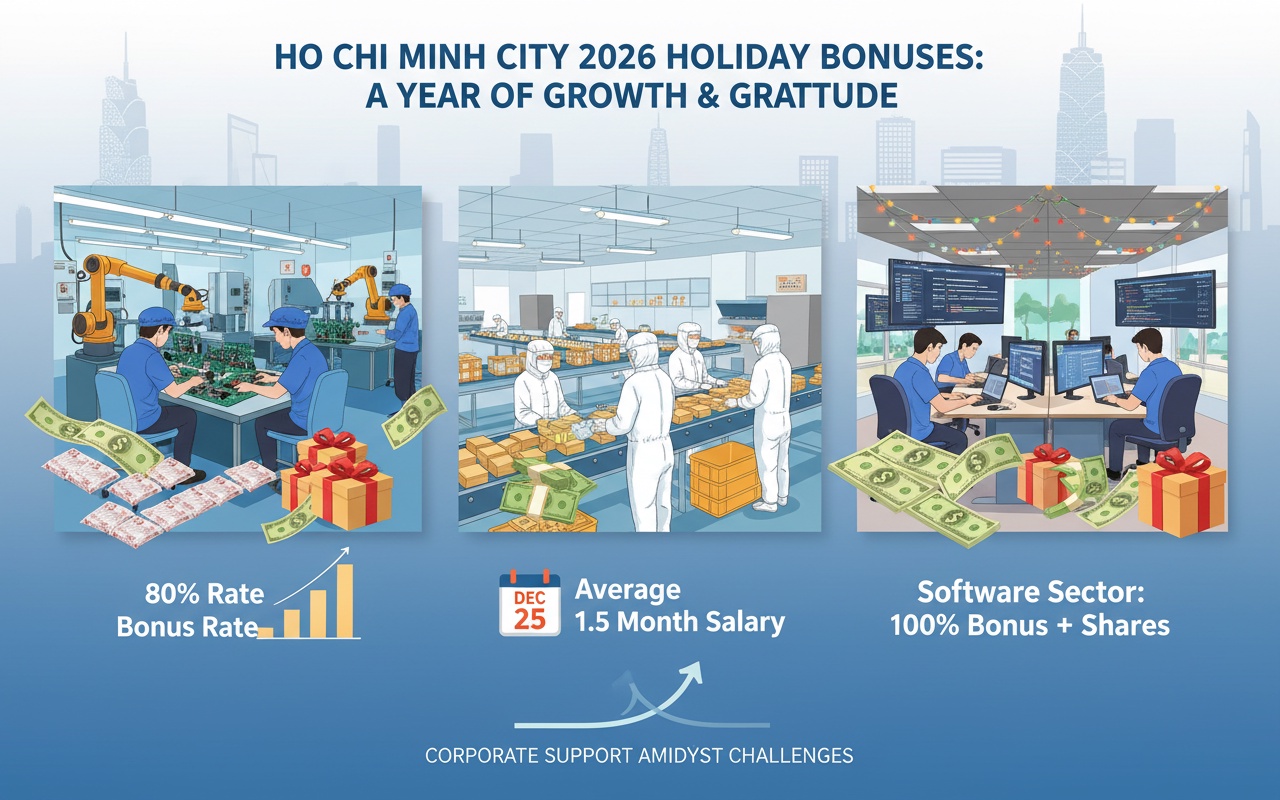 호치민시, 1억 8천만 동 이상의 최고 명절 보너스 지급