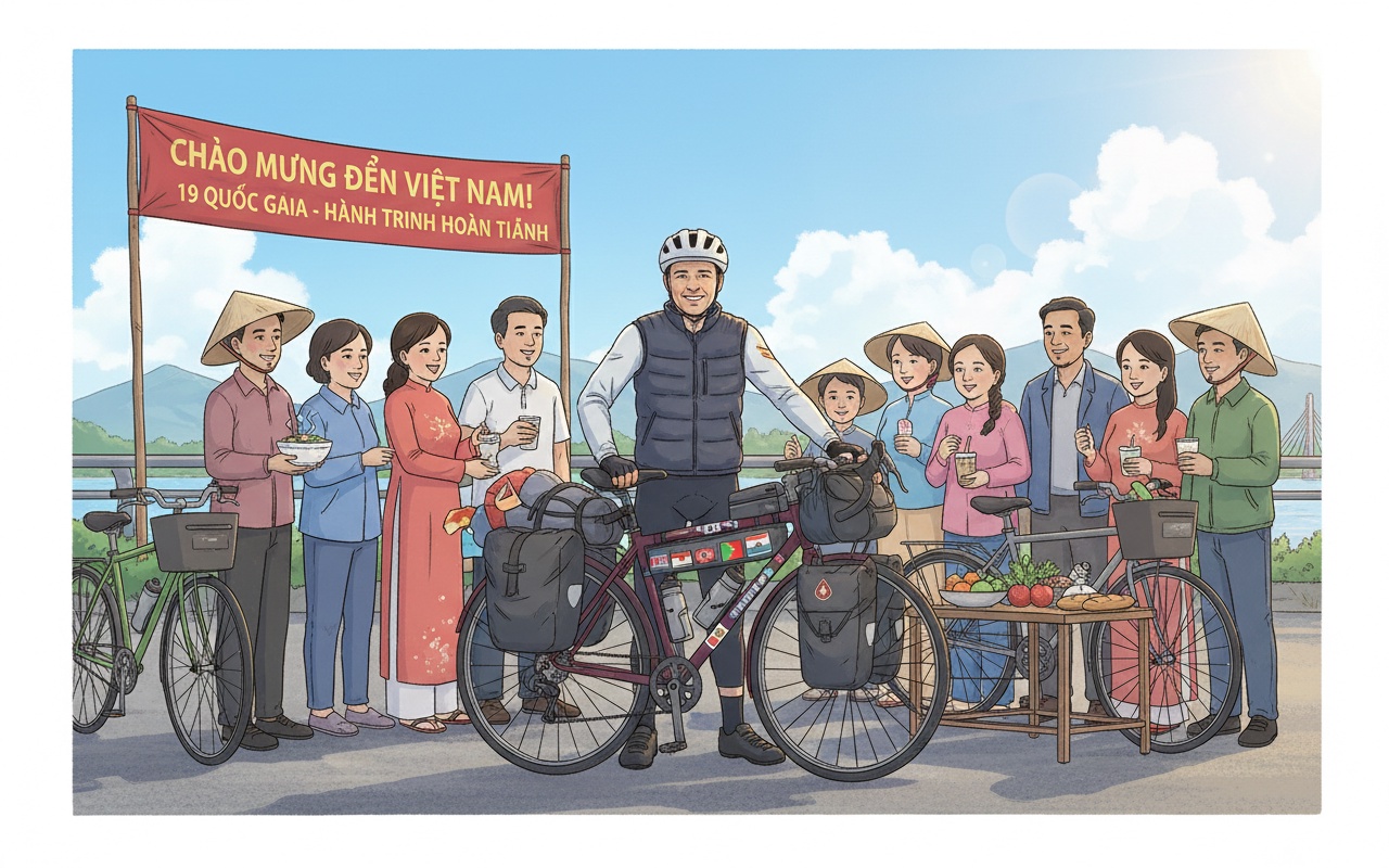 스페인 관광객, 자산 팔고 자전거로 대륙 횡단해 베트남 도착