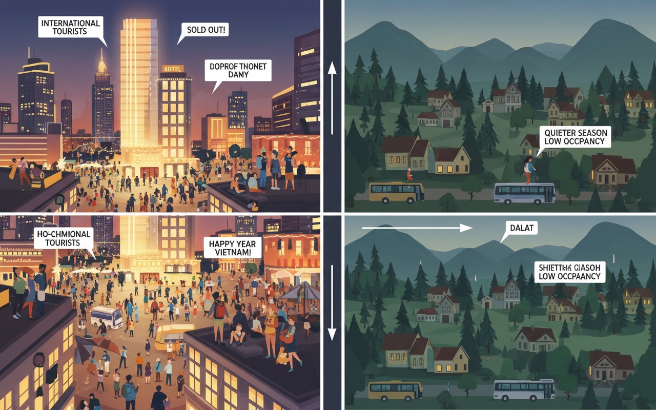 새해 연휴를 앞두고, 숙소는 만실과 한산으로 나뉘어