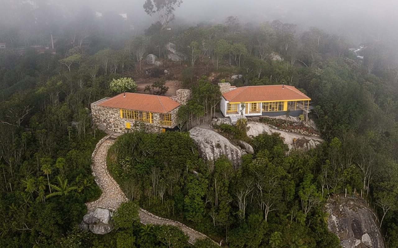 절벽 위에 지어진 '위태로운' 세 채의 집