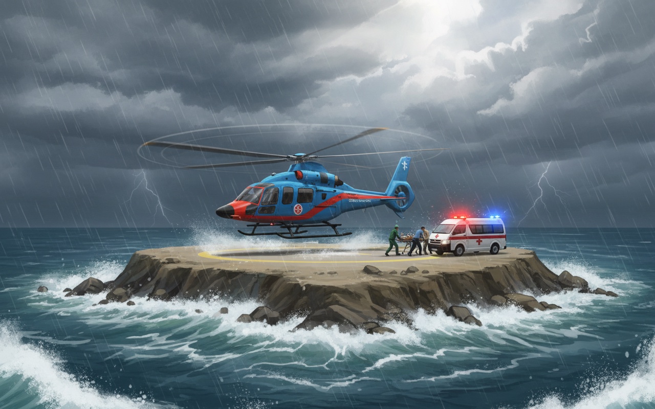 푸꾸이 섬 주민, 환자 이송 위해 3억 5천만 동 헬기 임대