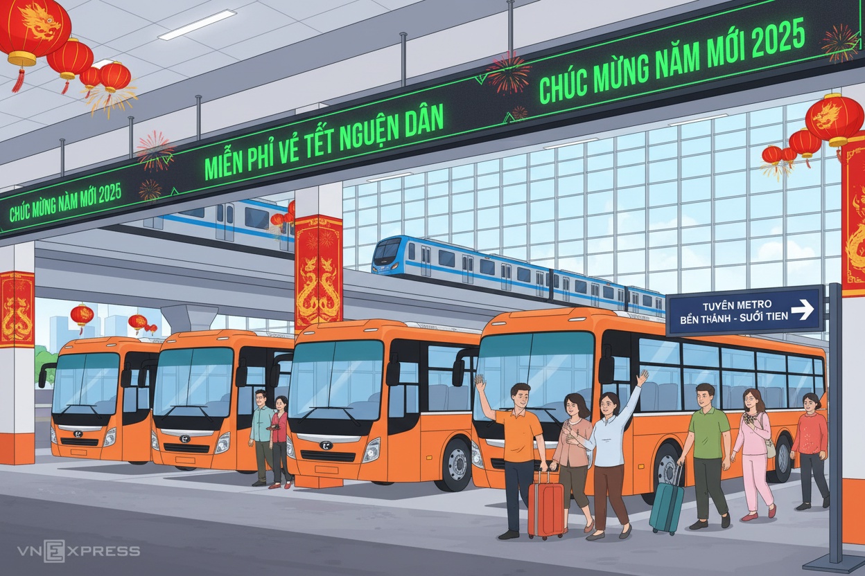 호치민시의 버스와 지하철, 새해 첫날 무료 탑승
