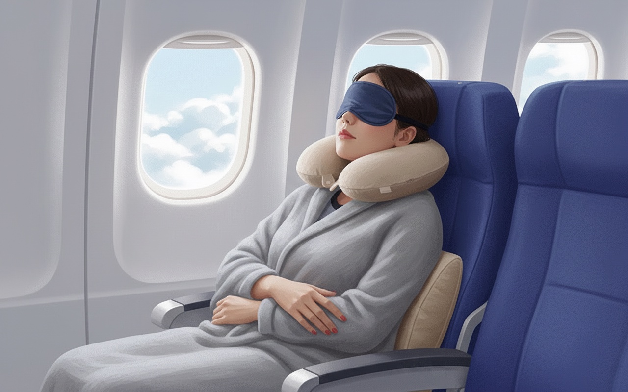 전문가가 비행기에서 편안하게 앉아 잘 수 있는 방법을 제시하다