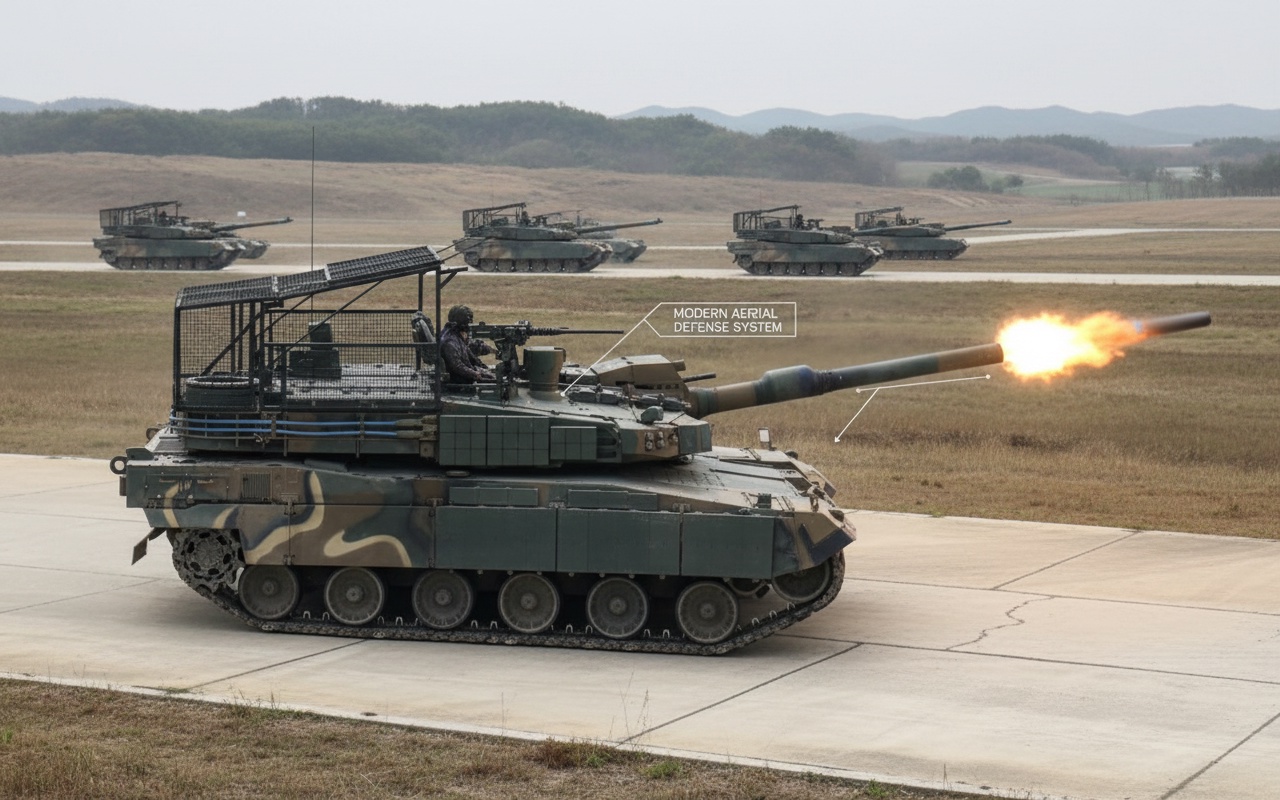 한국의 최신형 주력 전차에 장착된 격자형 장갑