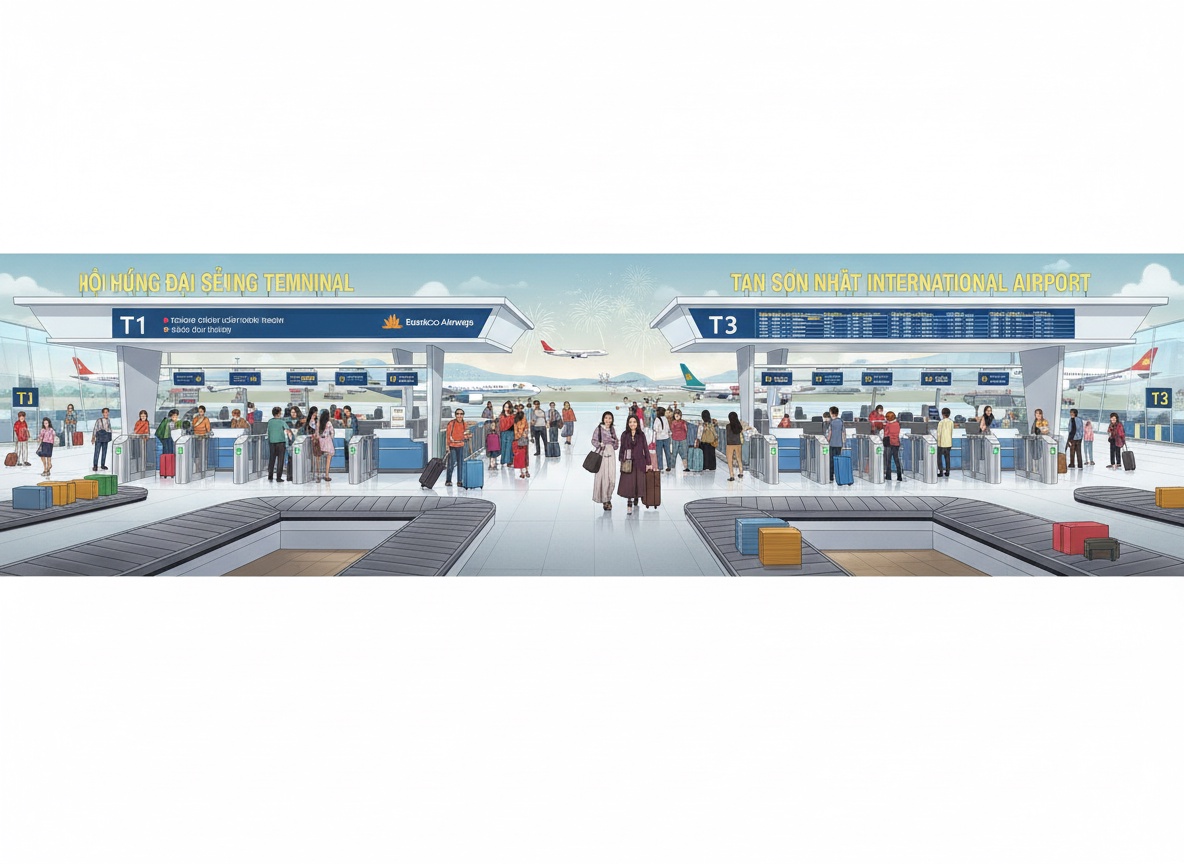 탄손넛 및 노이바이 공항, 신년 연휴 기간 동안 이용객 급증