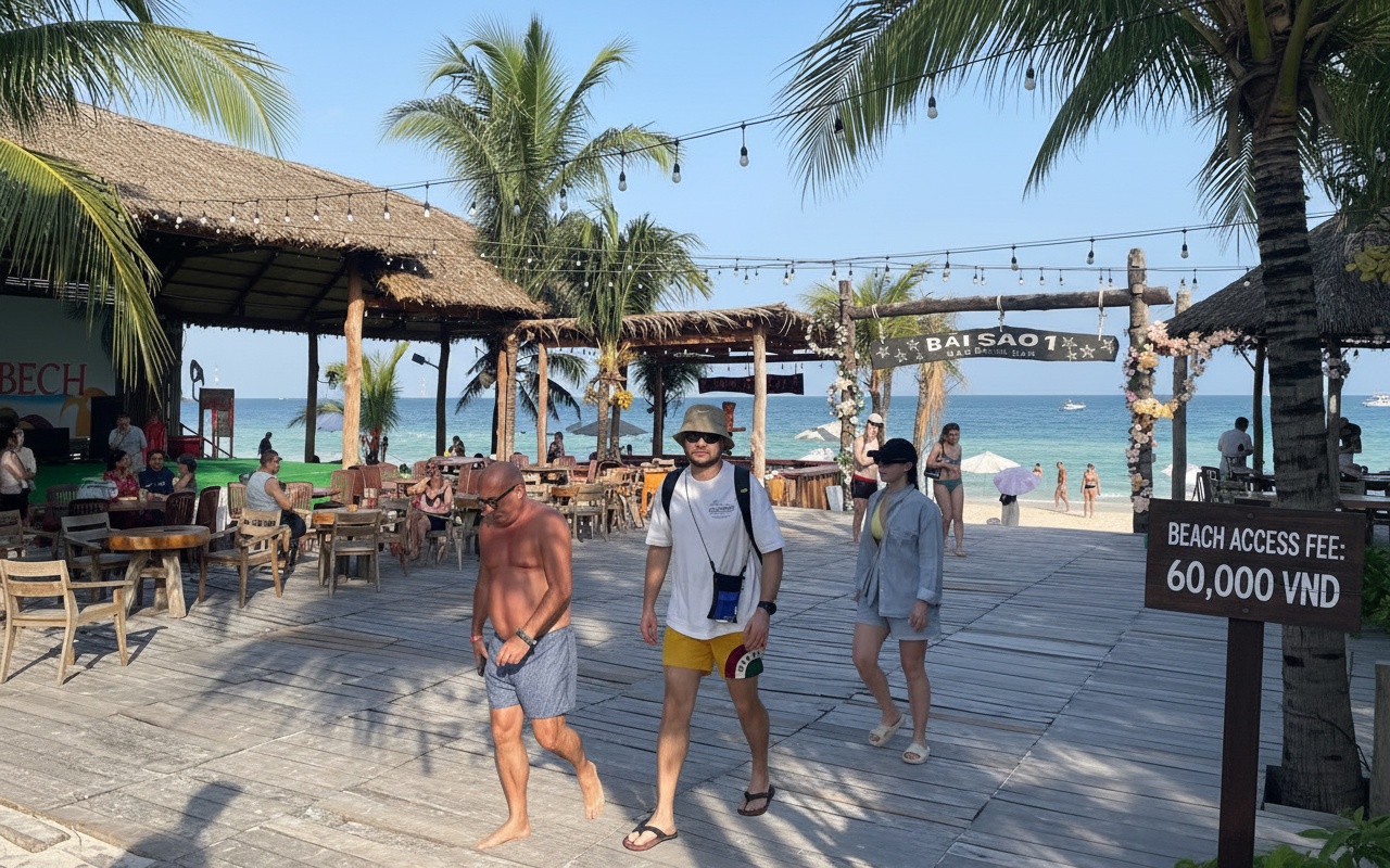 푸꾸옥 레스토랑, 해변 진입료 부과 논란