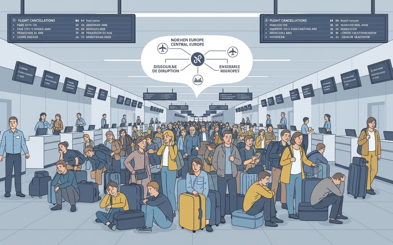 유럽 공항에서 수천 명의 승객이 발이 묶이다