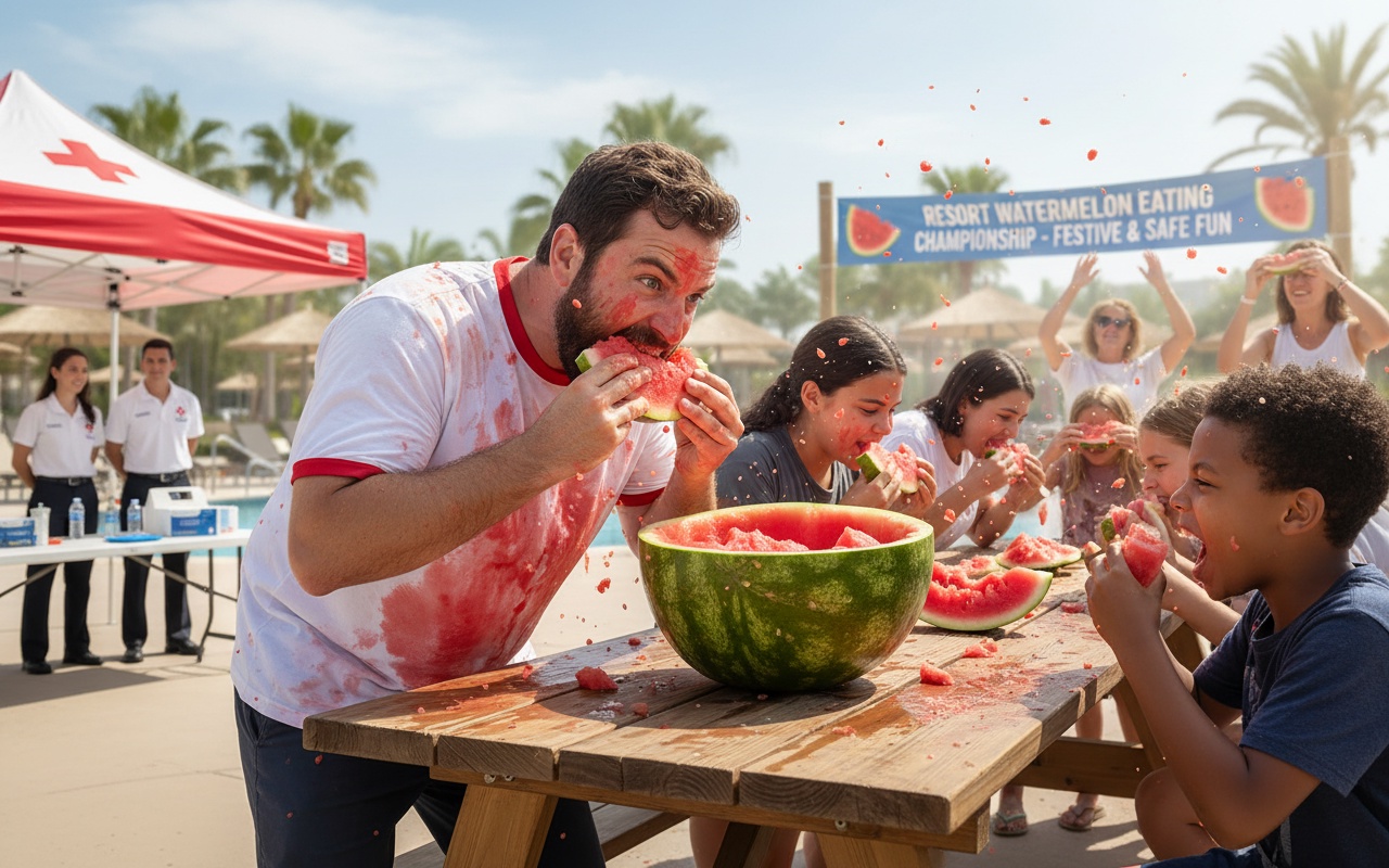 수박 먹기 대회에서 남성 관광객, 질식으로 사망
