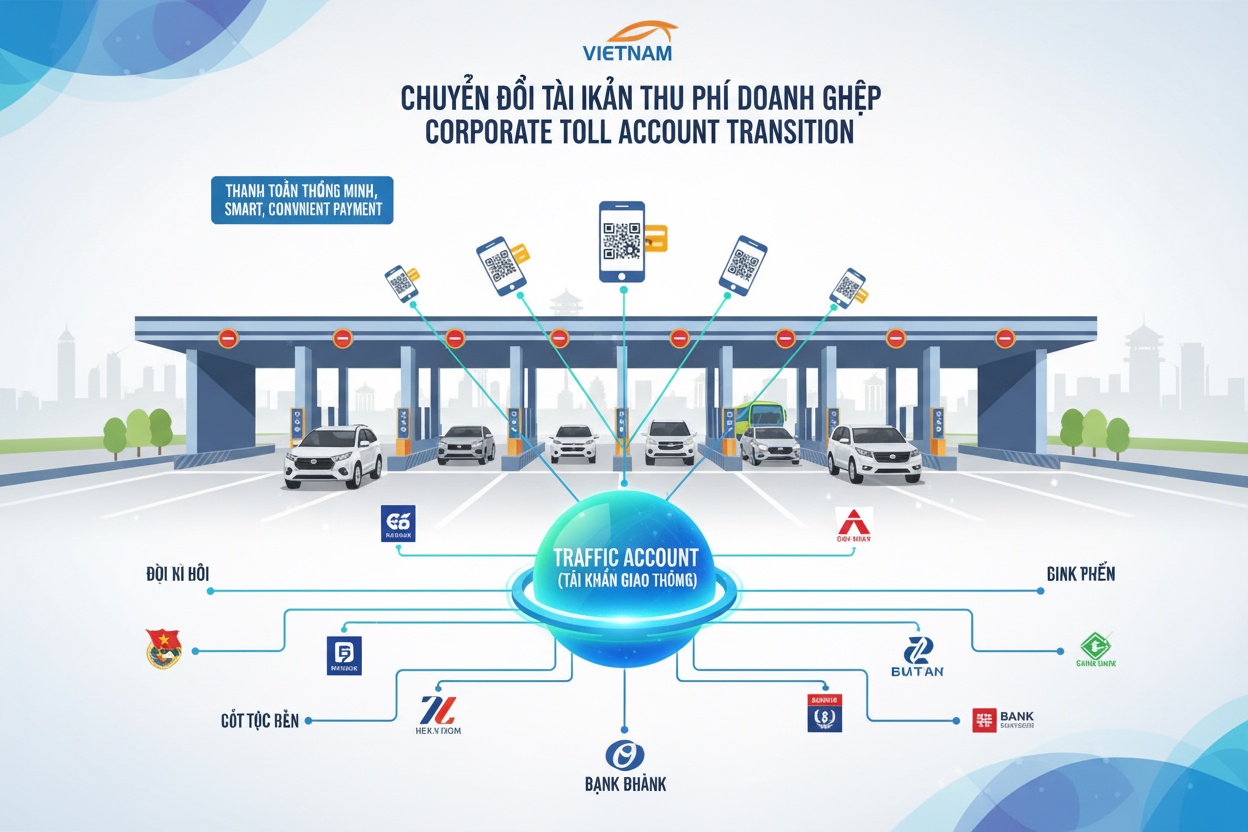기업, 2026년부터 Vietcombank와 BIDV를 통한 비정차 통행료 납부 시작