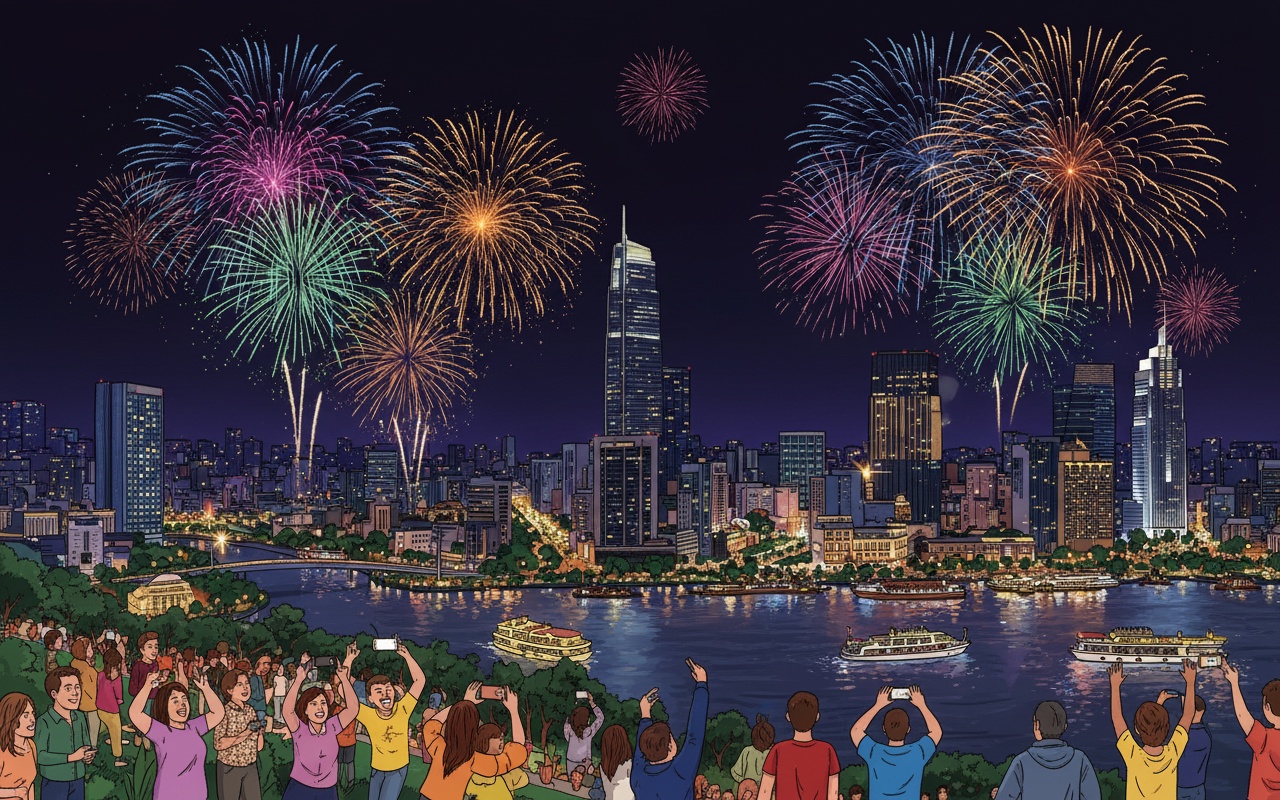 호찌민시에서의 새해 맞이 불꽃놀이 관람 포인트