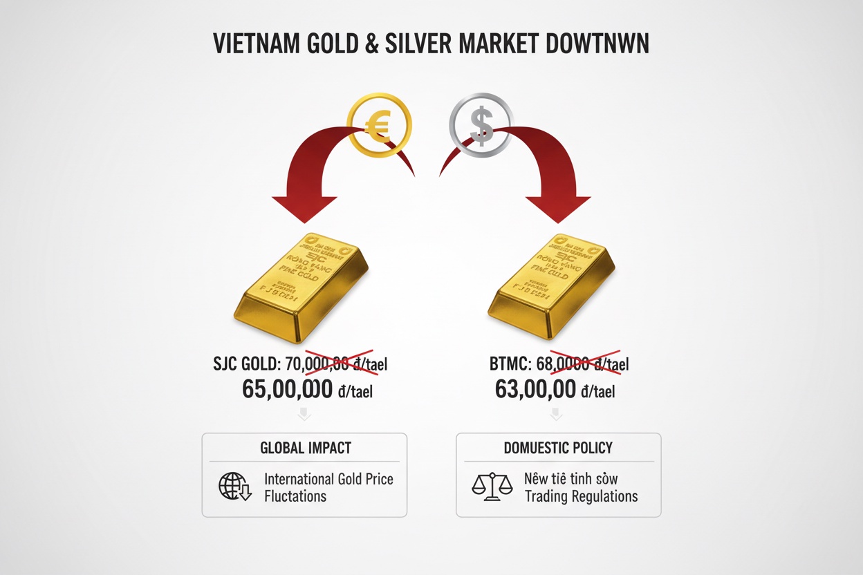 금 시세, 2백만 동 가까이 하락