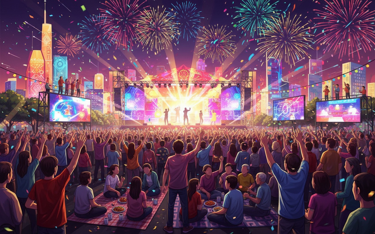 2026년을 맞이하는 인파의 거리