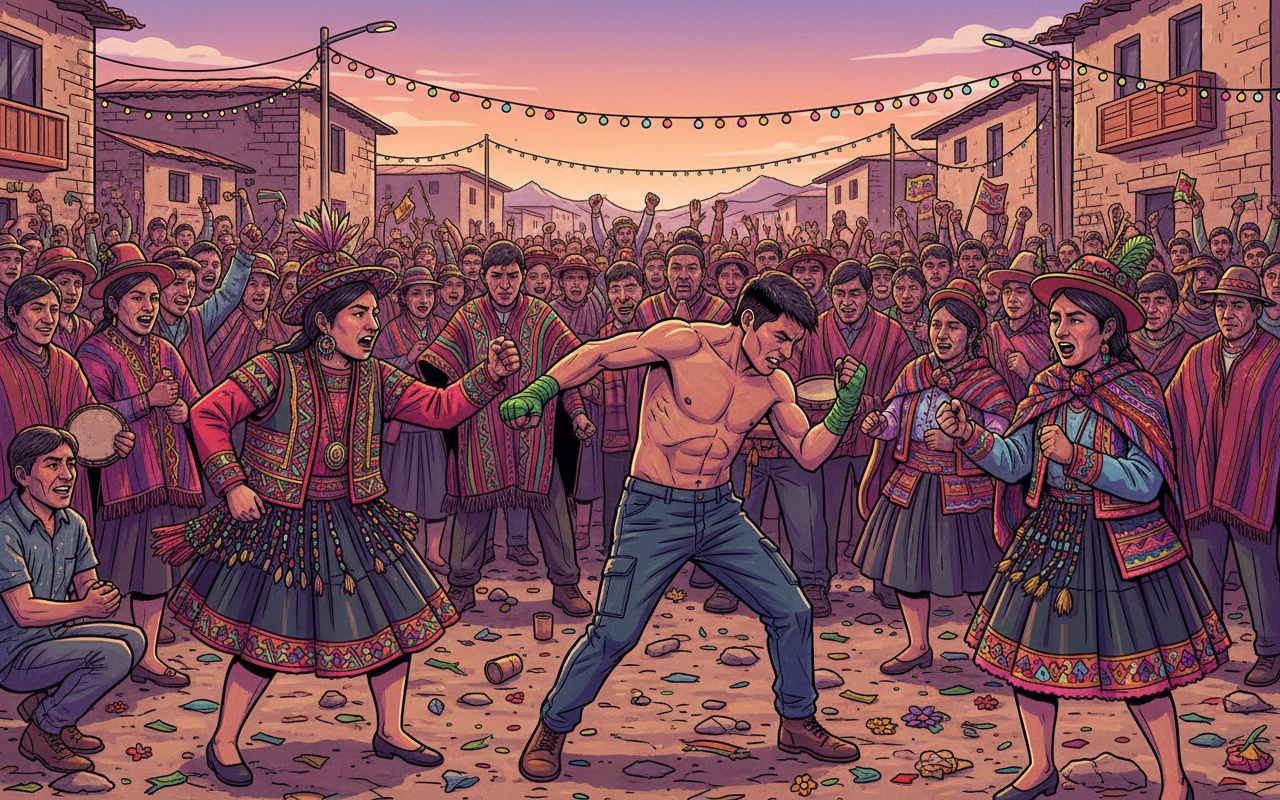 새해를 맞이하기 위해 주민들이 싸우는 곳은 어디인가?