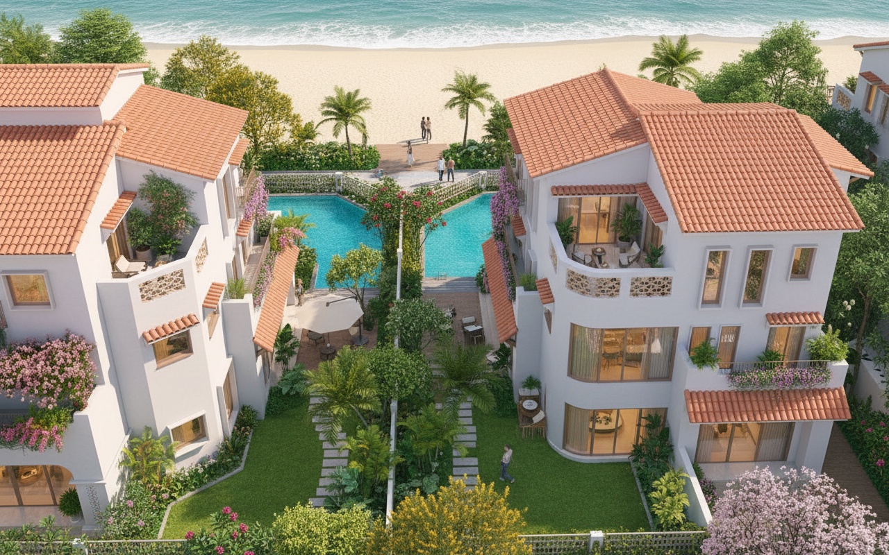 해변가에 위치한 Casa 빌라의 생활 공간