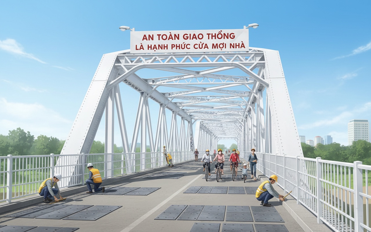 롱비엔 다리 수리 완료, 다시 통행 가능