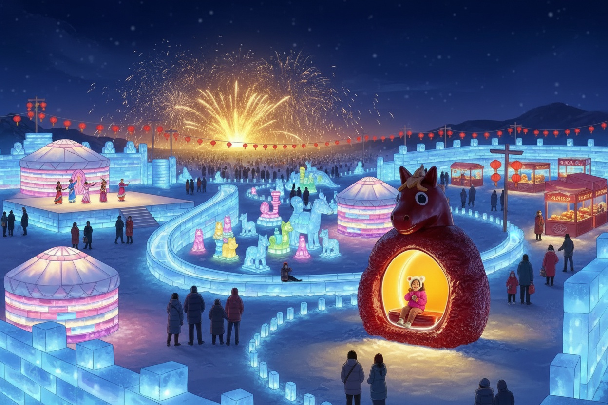 내몽골의 새해 얼음 눈 축제
